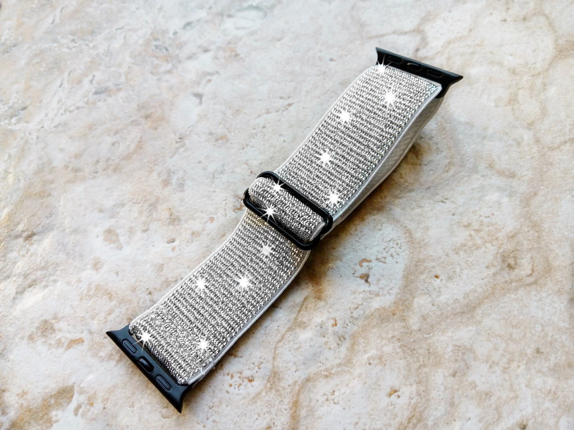 Apple Watch Sparkling Elastic Band for Ultra 2 9 8 7 SE 6 5 4 3 2 1 Series 49mm 45mm 44mm 42mm 41mm 40mm 38mm Nylon Adjustable Stretch Strap